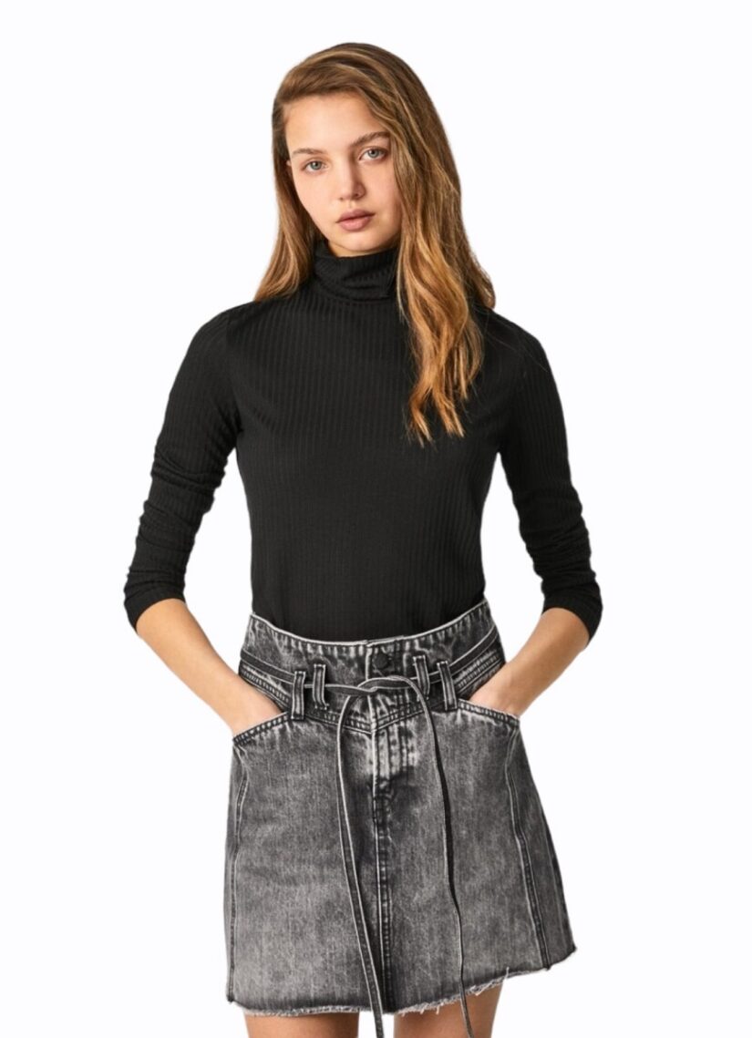 Pepe Jeans Γυναικεία μπλούζα ζιβάγκο PL504618-999 Μαύρη