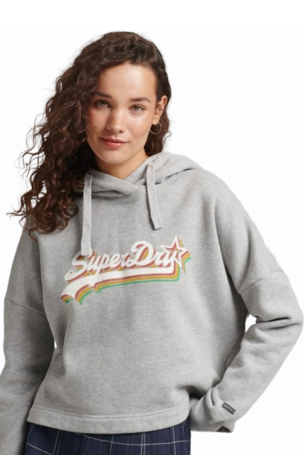 Superdry Γυναικείο φούτερ Rainbow Graphic Logo Hoodie W2011455A-07Q Γκρι