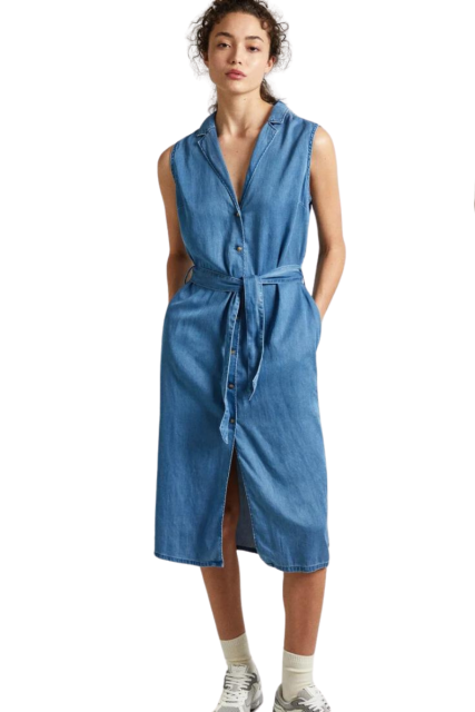 Pepe Jeans Midi Γυναικείο Φόρεμα Τζιν PL953512-000 Μπλε
