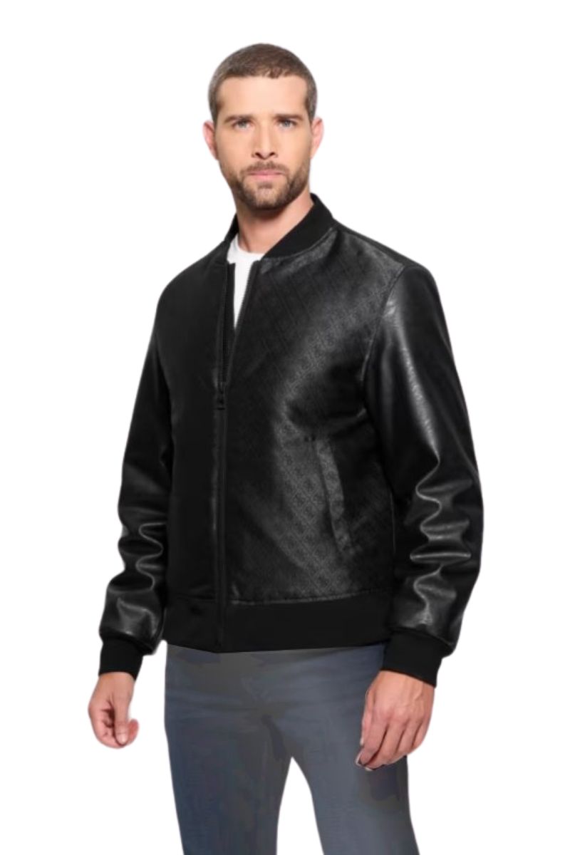 Guess Ανδρικό Μπουφάν από Δερματίνη M4BL3GWFIR2 Μαύρο