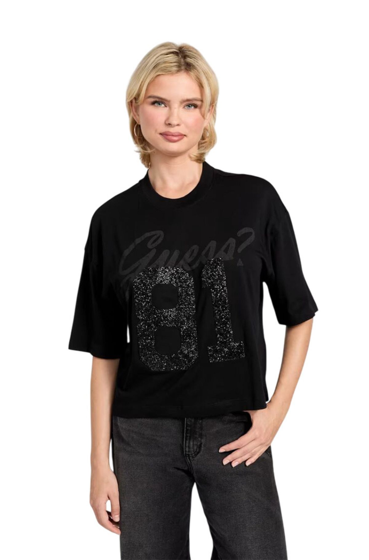 Guess Γυναικείo Τ-shirt W6RI12K9RM1-JBLK Μάυρο