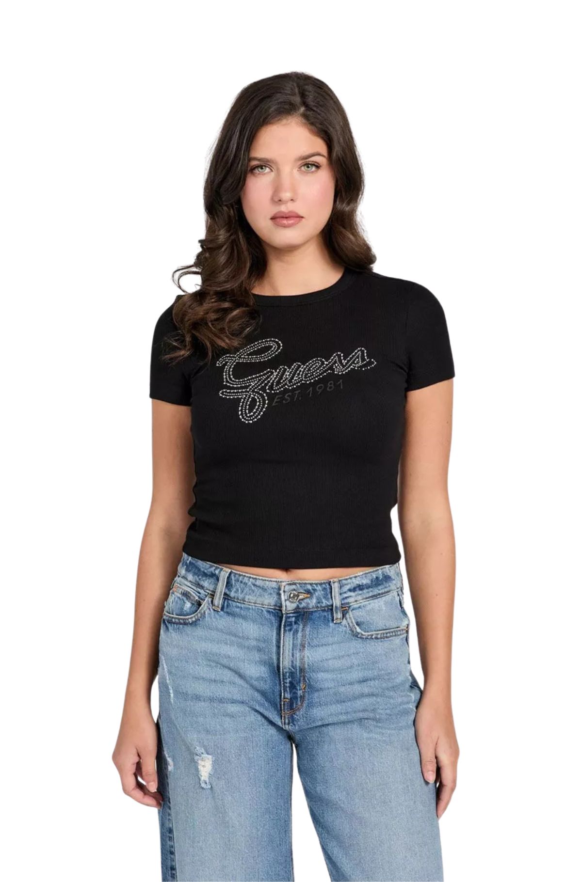 Guess Γυναικείo Τ-shirt W6RI22KA0H1-JBLK Μάυρο