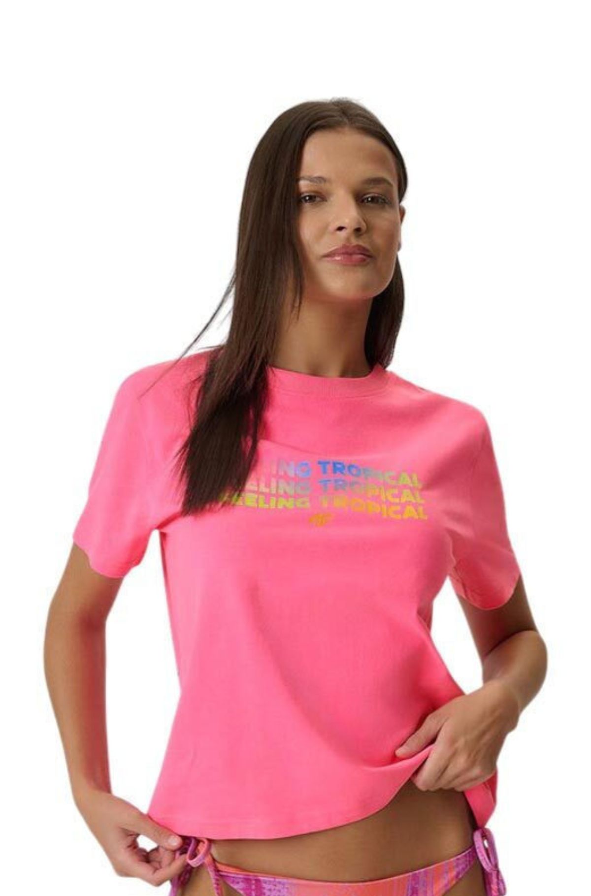 4F Γυναικείο T-shirt 4FWSS26TTSH2720-55S Ροζ