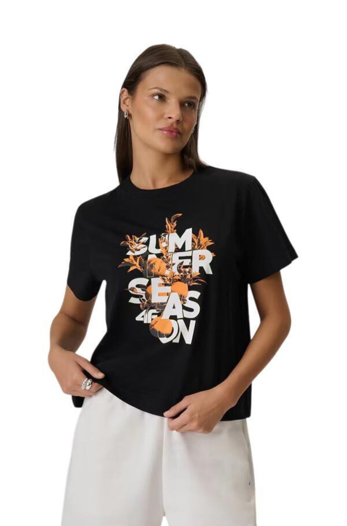 4F Γυναικείο T-shirt 4FWSS26TTSHF2721-20S Μάυρο