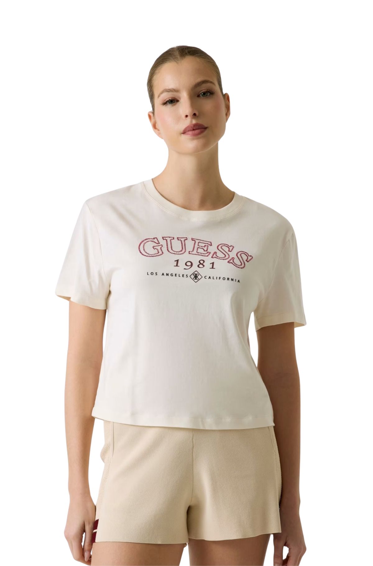 Guess Γυναικείο T-Shirt V6GI04K2965-G047 Κρεμ