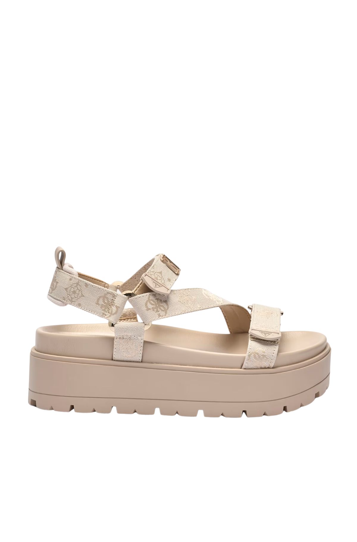 Guess Fetta Logo Γυναικεία Σανδάλια FLJFTTFAL03 Κρεμ