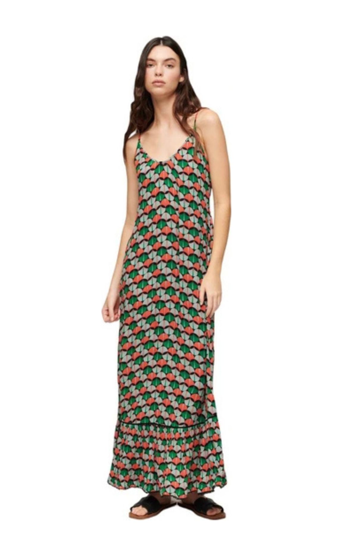 Superdry Beach Cami Maxi Γυναικείο Φόρεμα W8011637-38L Πορτοκαλί/Πολύχρωμο