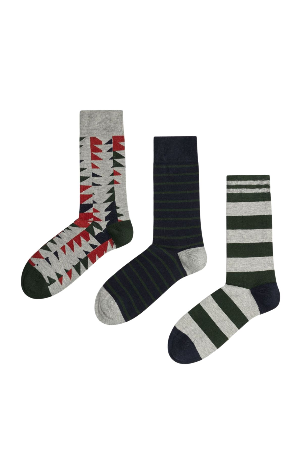 Pepe Jeans Geo Tree CR 3P Ανδρικές Κάλτσες 3pack PMU30071-672 Γκρι/Πράσινο
