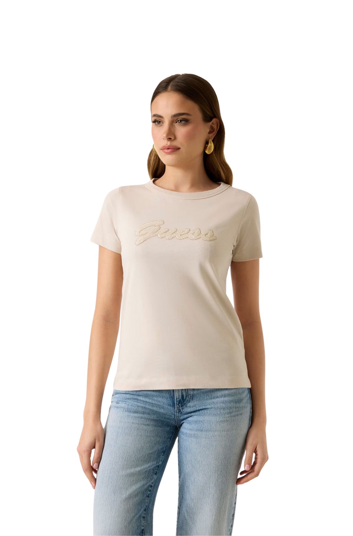 Guess Γυναικείο T-shirt W6GI08K3023-A11C Μπεζ