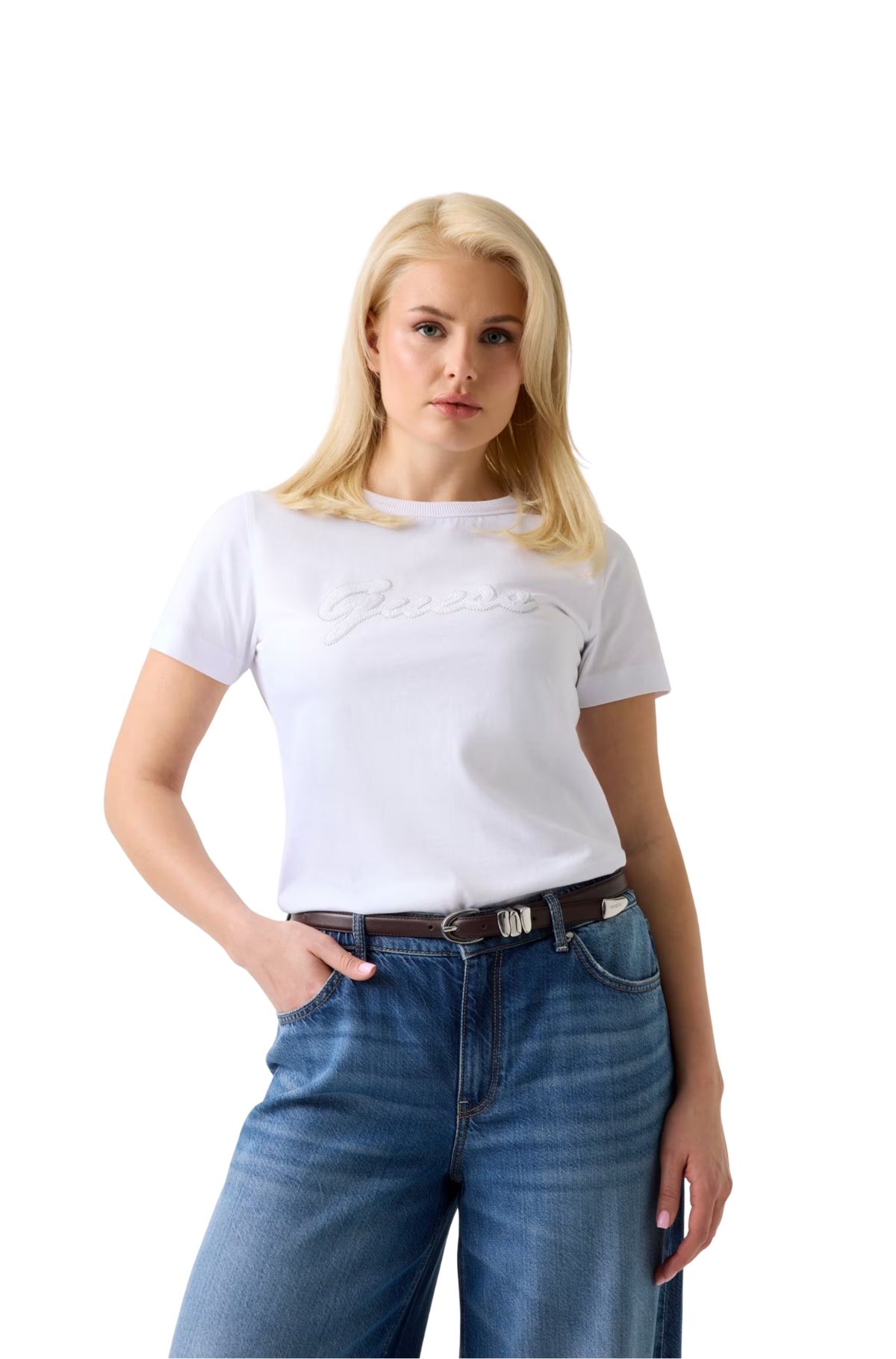 Guess Γυναικείο T-shirt W6GI08K3023-G011 Λευκό