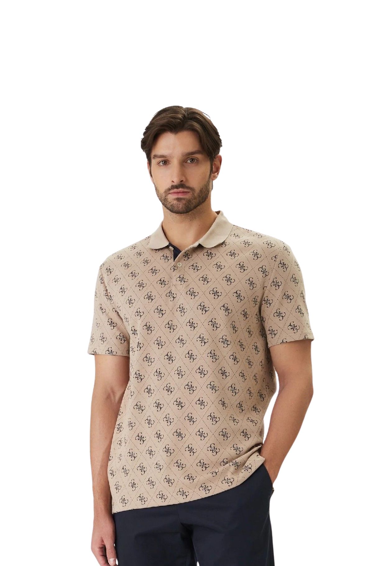 Guess Ανδρικό Polo T-shirt M6GP04K3073-FMAZ Μπεζ