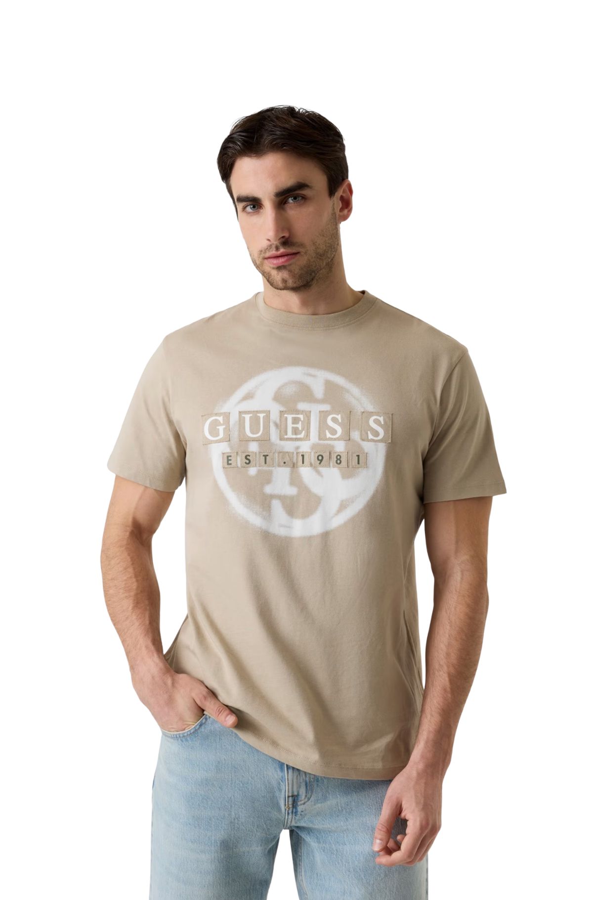 Guess Ανδρικό T-shirt M6GI09K2989-G1CA Μπεζ
