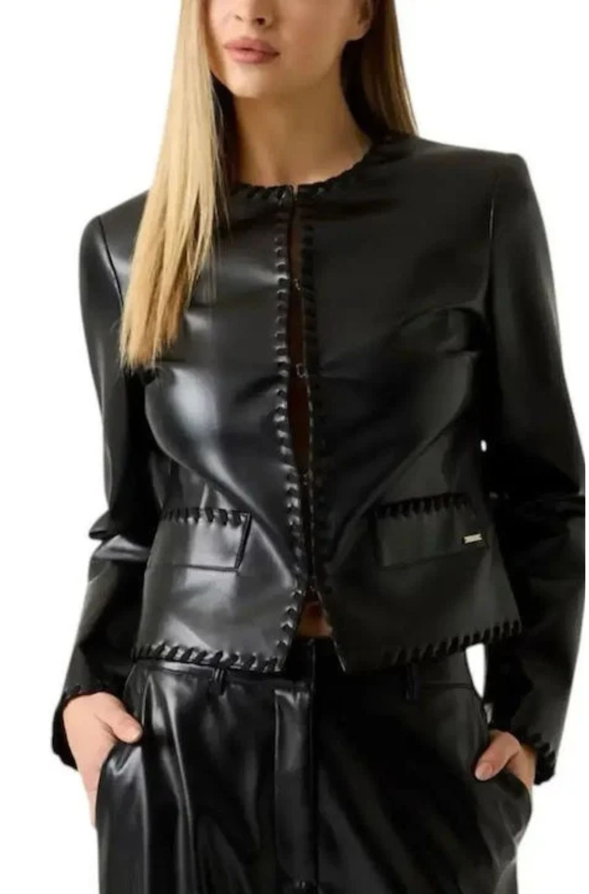 Guess Δερμάτινο Γυναικείο Biker Jacket W6YL32W3173-JBLK Μαύρο