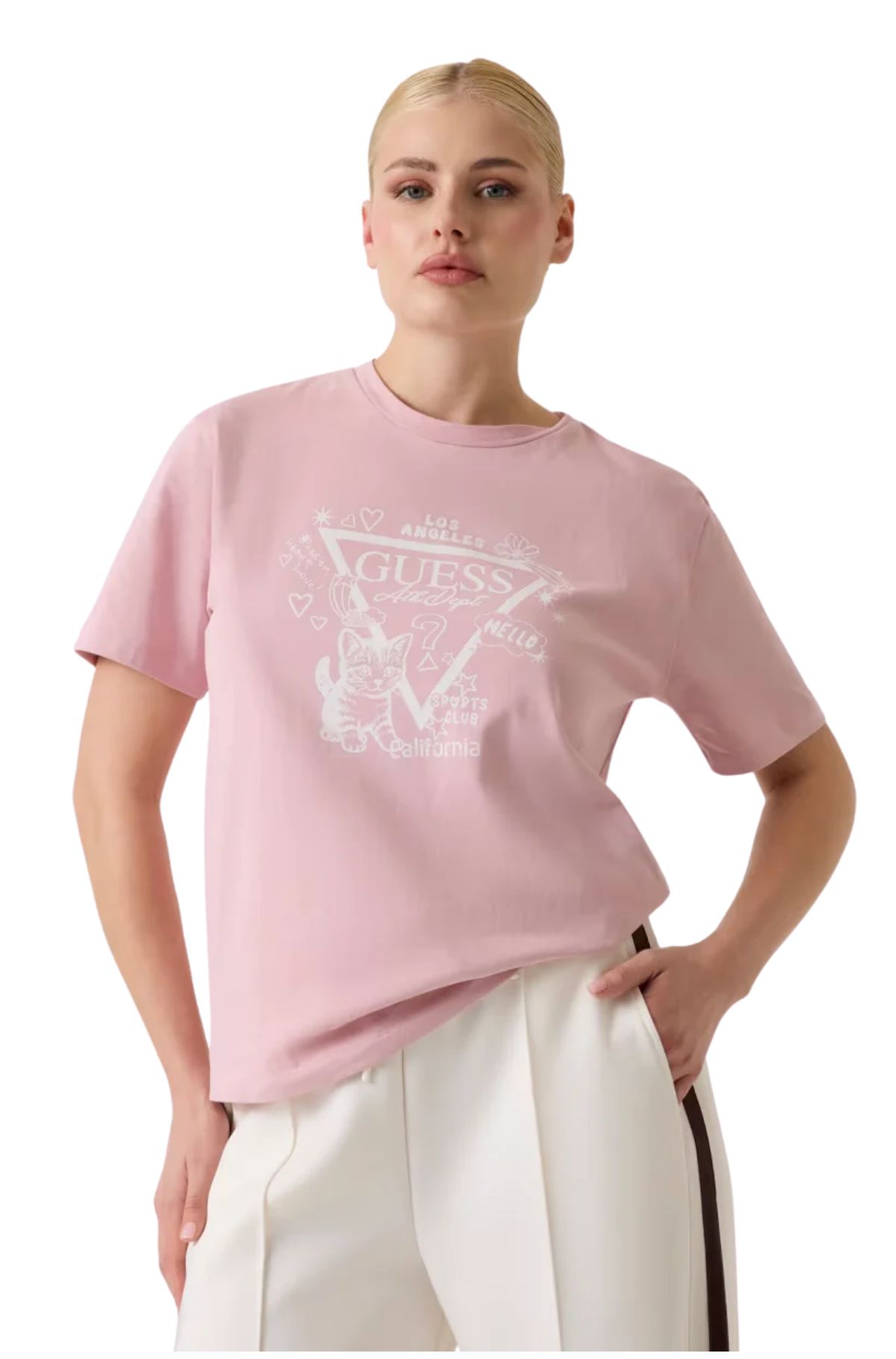Guess Γυναικείο T-Shirt Oversize Fit V6YI13K4301-LPBS Ροζ