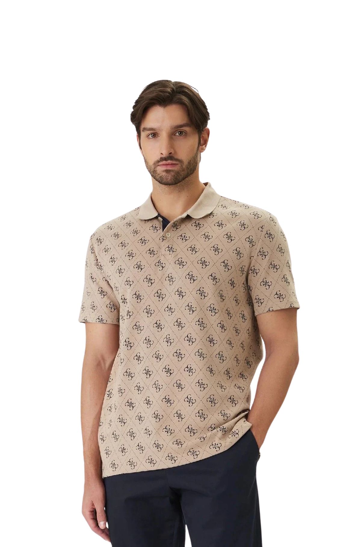 Guess Ανδρική Polo T-shirt M6GP04K3073-FMAZ Μπεζ