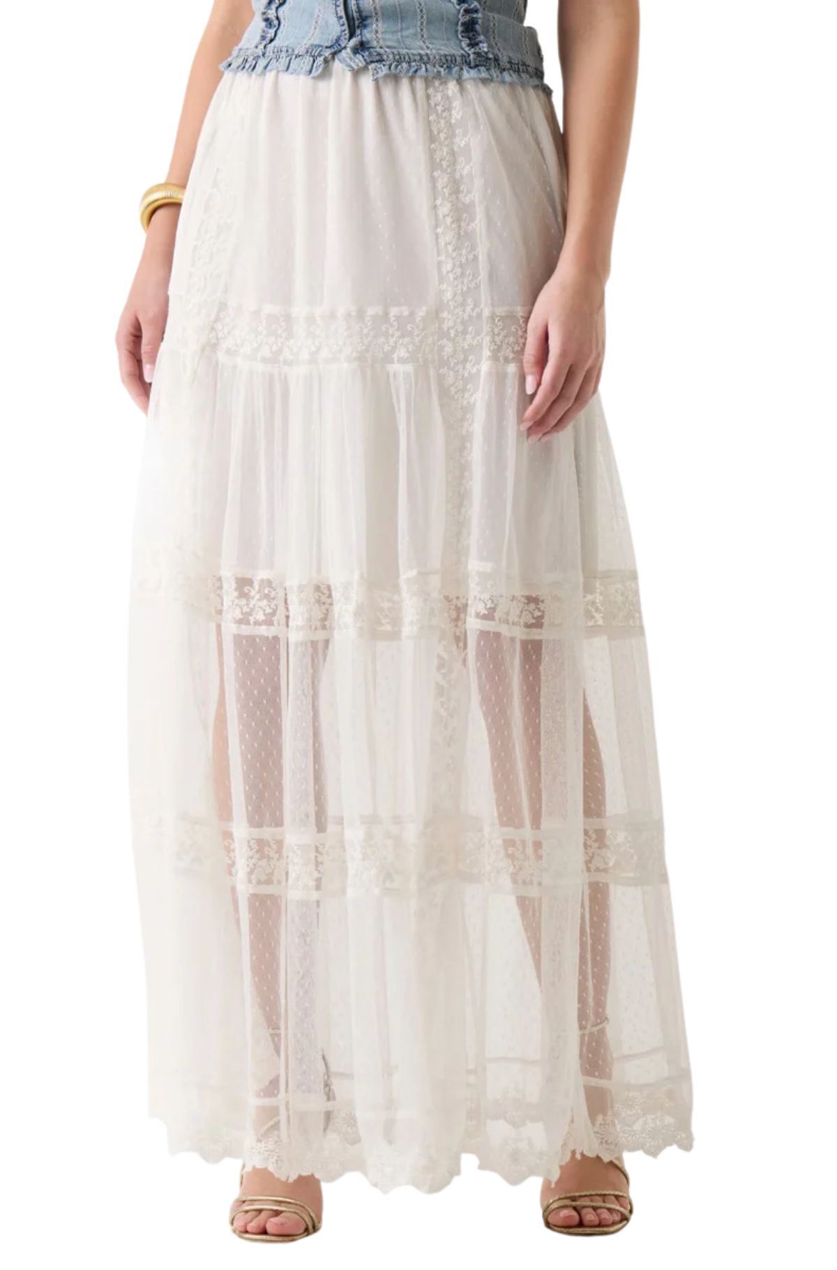 Guess Γυναικεία Maxi Φούστα W6GD37W1857-G011 Λευκή
